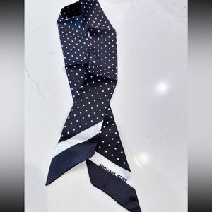 NEW | Michael Kors Twilly Polka Dot Silk Scarf Black